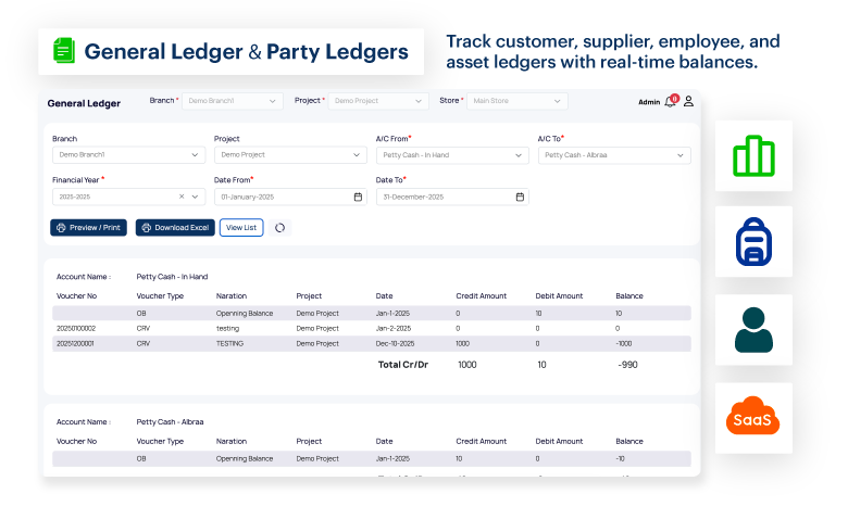 General Ledger & Party Ledgers