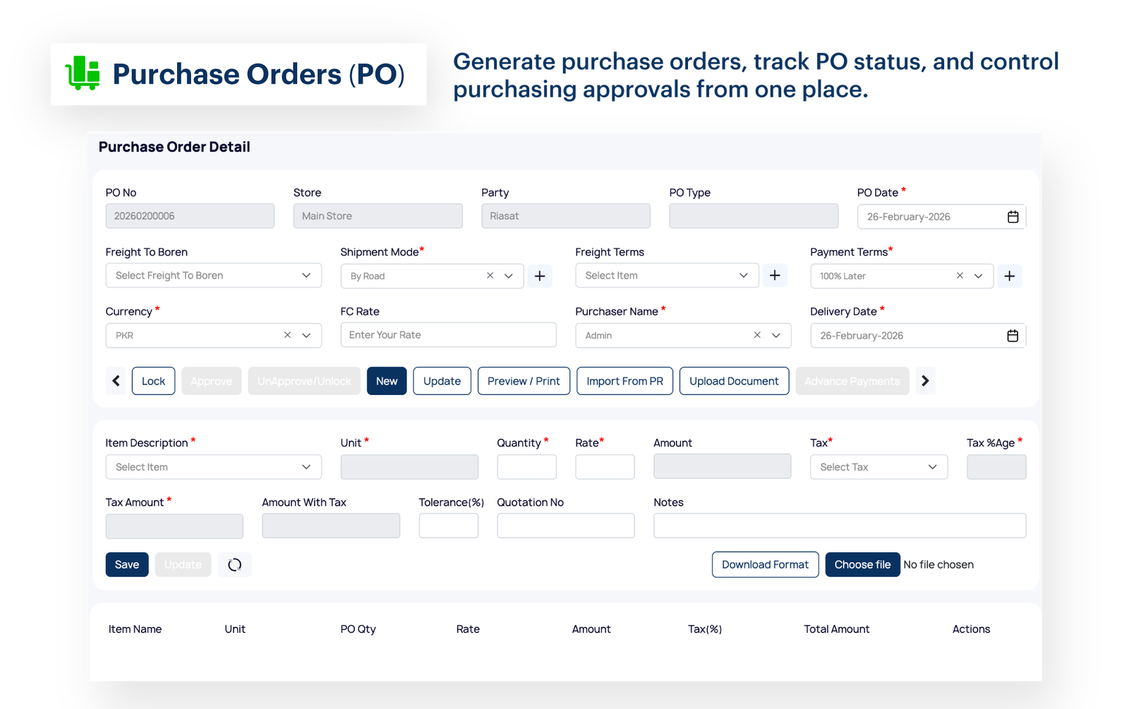 Purchase Orders (PO)