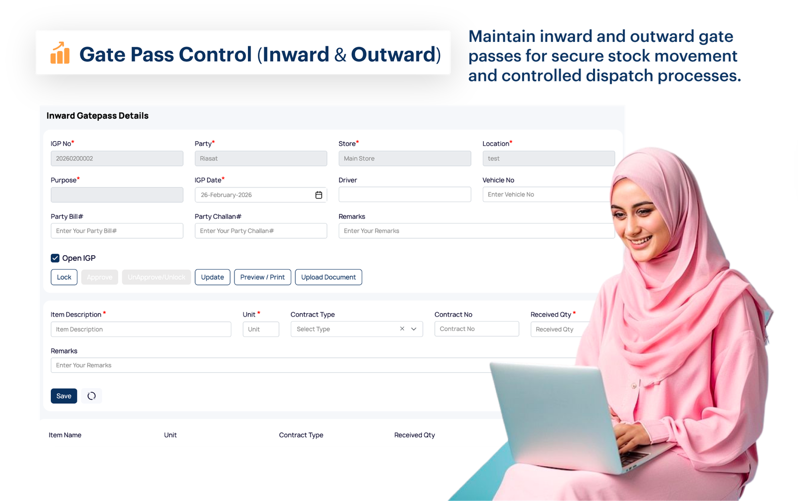 Gate Pass Control (Inward & Outward)